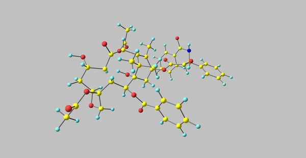 Struttura molecolare paclitaxel isolata su grigio — Foto Stock