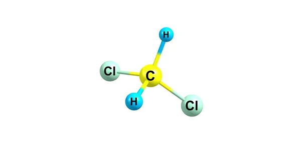 Dichlormethan molekulare Struktur isoliert auf weiß — Stockfoto