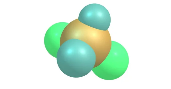 Structure moléculaire du dichlorométhane isolée sur blanc — Photo