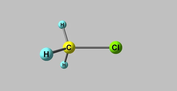 Estrutura molecular do cloreto de metilo isolada no cinzento — Fotografia de Stock