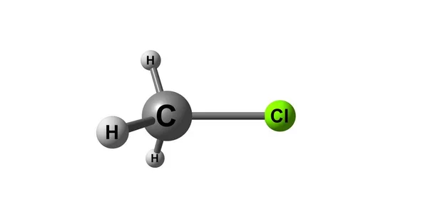 Metil klorür moleküler yapısı üzerinde beyaz izole — Stok fotoğraf