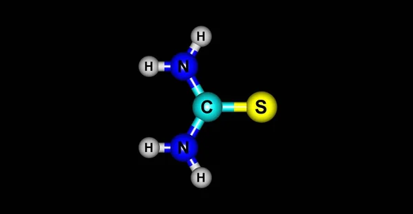 Estructura molecular de tiourea aislada en negro —  Fotos de Stock