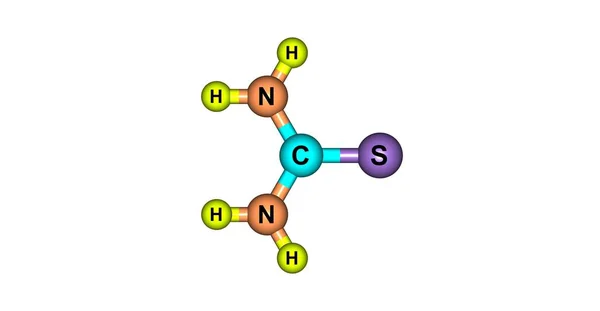 在白色上分离的硫脲分子结构 — 图库照片
