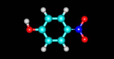 4-Nitrophenol moleküler yapısı üzerine siyah izole