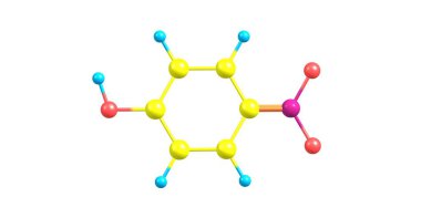 4-Nitrophenol moleküler yapısı üzerinde beyaz izole