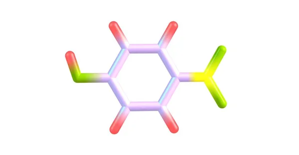 Estrutura molecular do 4-Nitrophenol isolada no branco — Fotografia de Stock