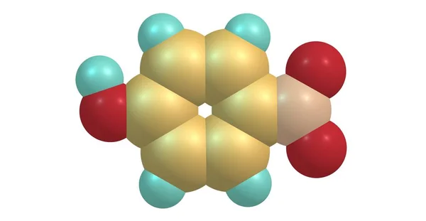 4-Nitrophenol moleküler yapısı üzerinde beyaz izole — Stok fotoğraf