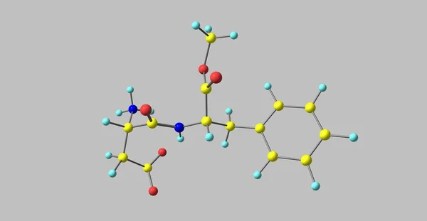 Aspartame moleküler yapı gri üzerinde izole — Stok fotoğraf