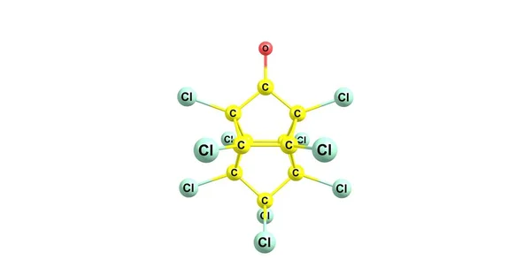 Estrutura molecular de kepone isolada no branco — Fotografia de Stock