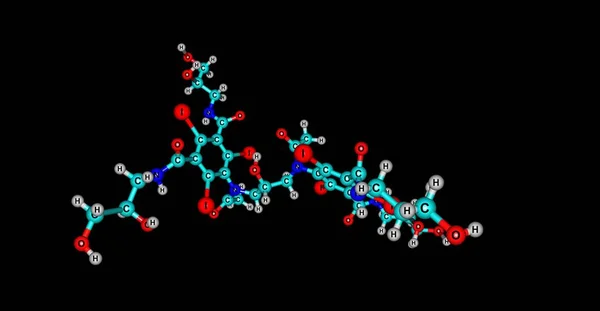 Estrutura molecular de iodexanol isolada em preto — Fotografia de Stock