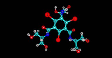 Siyah üzerine izole edilmiş iopamidol moleküler yapısı