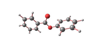 Fenil benzoat moleküler yapı beyaz izole
