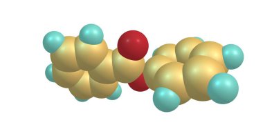 Fenil benzoat moleküler yapı beyaz izole