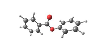 Fenil benzoat moleküler yapı beyaz izole