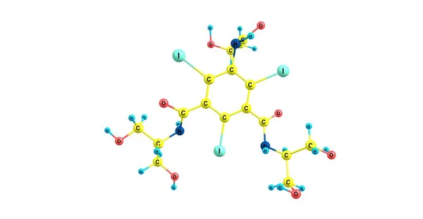 Iopamidol moleculaire structuur geïsoleerd op wit — Stockfoto