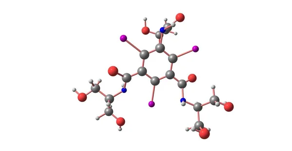 Iopamidol struktura molekularna na białym tle — Zdjęcie stockowe