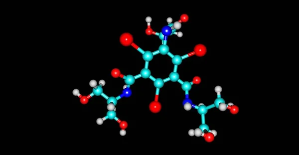在黑色上分离的碘化物分子结构 — 图库照片