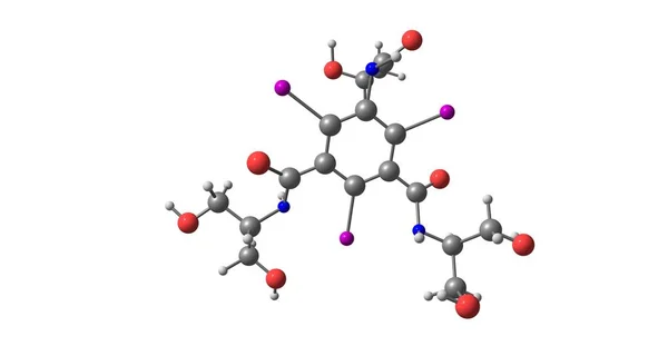 A fehérre izolált iopamidol molekuláris szerkezet — Stock Fotó