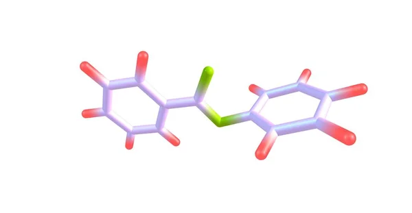 Estrutura molecular do benzoato de fenilo isolado no branco — Fotografia de Stock