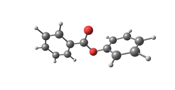 Fenil benzoat moleküler yapı beyaz izole — Stok fotoğraf
