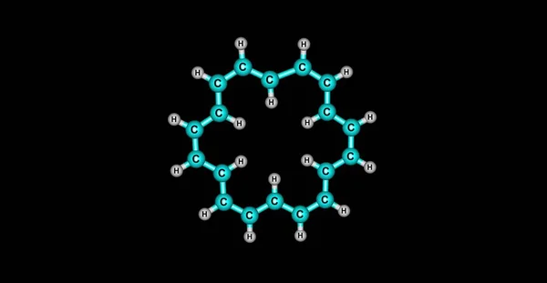 Estructura molecular del ciclooctadecanonaeno aislada en negro — Foto de Stock