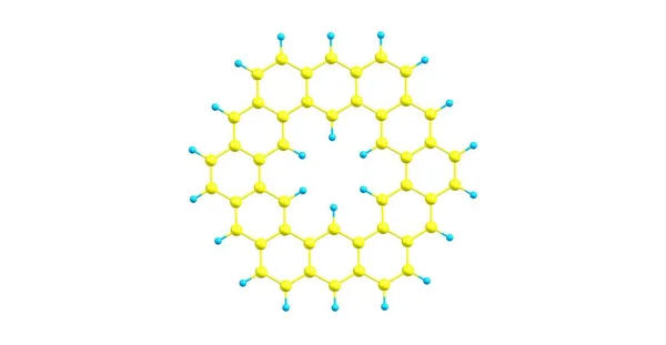 Молекулярна структура кекулен, ізольована на білому — стокове фото