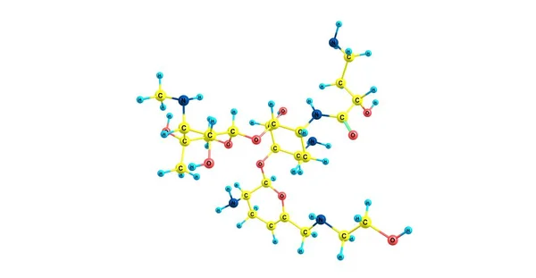 Plazomicin antibiotikum molekylära struktur isolerad på vitt — Stockfoto