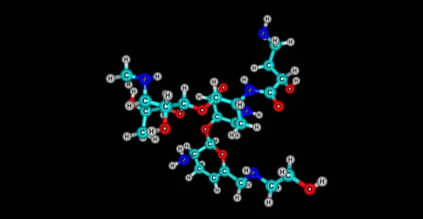 Plazomicina estructura molecular antibiótica aislada en negro — Foto de Stock