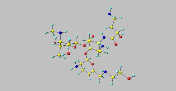 Plazomicin antibiotikum molekylära struktur isolerad på grå — Stockfoto