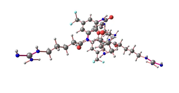 在白色上分离的蛋白酸素抗生素分子结构 — 图库照片