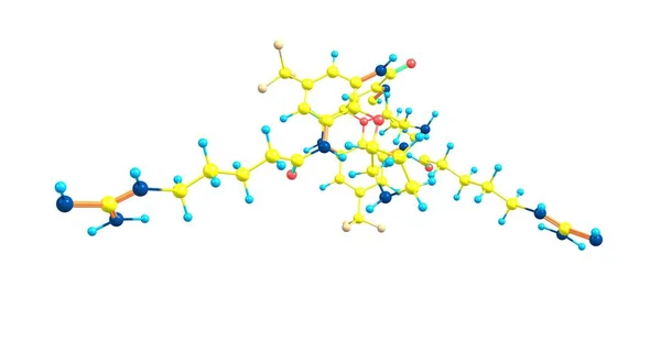 Estructura molecular antibiótica de brilacidina aislada en blanco — Foto de Stock