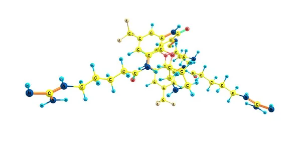 Brilacidina struttura molecolare antibiotica isolata su bianco — Foto Stock