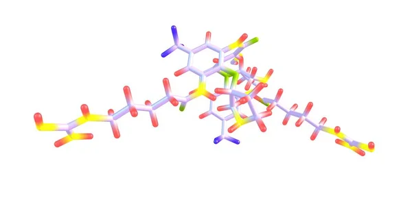Estrutura molecular do antibiótico de Brilacidin isolado no branco — Fotografia de Stock
