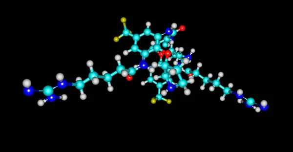 검은 색에 분리 된 Brilacidin 항생제 분자 구조 — 스톡 사진