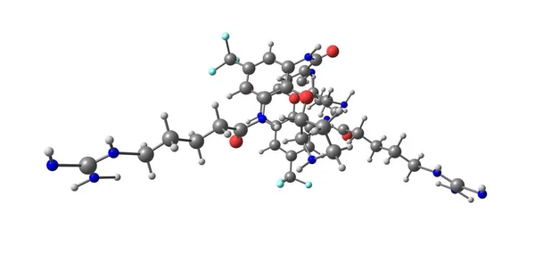 Brilacidin antibiyotik moleküler yapısı siyah izole — Stok fotoğraf