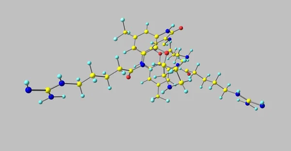 Estrutura molecular do antibiótico de Brilacidin isolado no cinza — Fotografia de Stock