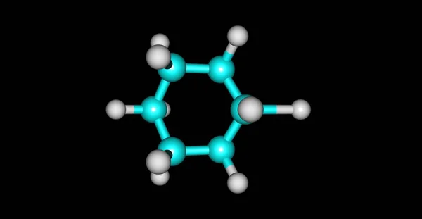 Estrutura molecular de bromociclohexano isolada em preto — Fotografia de Stock