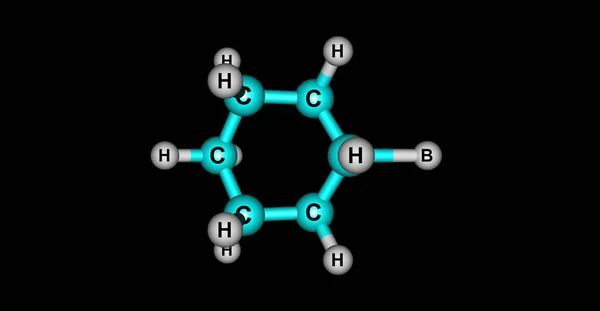 Bromocyclohexan molekulare Struktur isoliert auf schwarz — Stockfoto