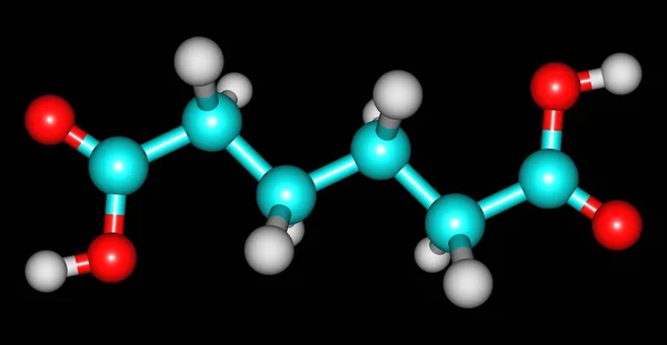 在黑色上分离的阿迪皮酸分子结构 — 图库照片