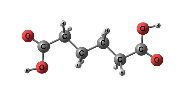 Structure moléculaire de l'acide adipique isolée sur blanc — Photo