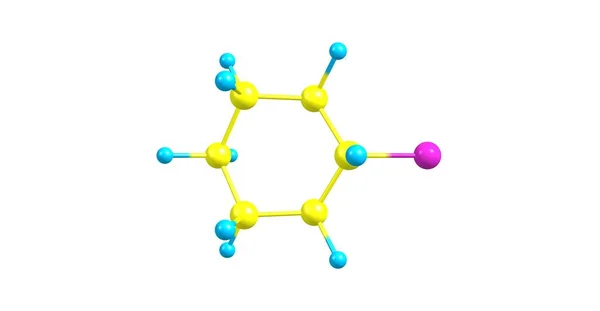 Estrutura molecular de bromociclohexano isolada sobre branco — Fotografia de Stock