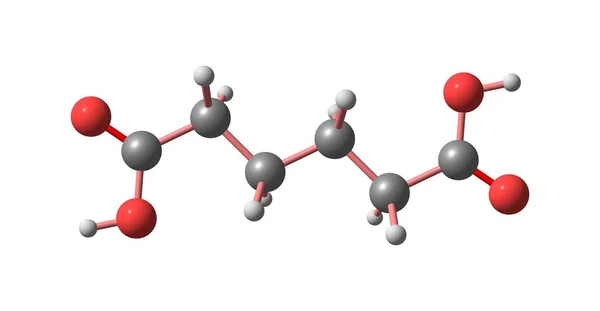 Structure moléculaire de l'acide adipique isolée sur blanc — Photo