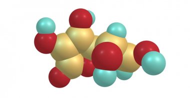 Beyaz üzerine izole askorbik asit moleküler yapısı