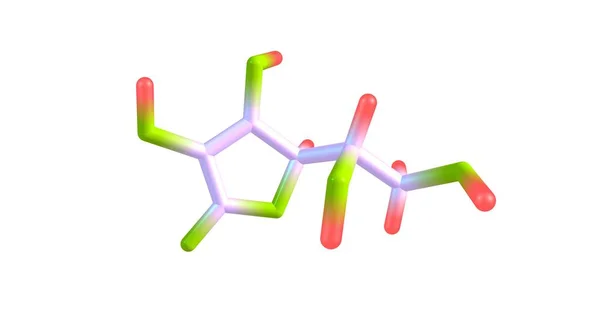 Ascorbinezuur moleculaire structuur geïsoleerd op wit — Stockfoto