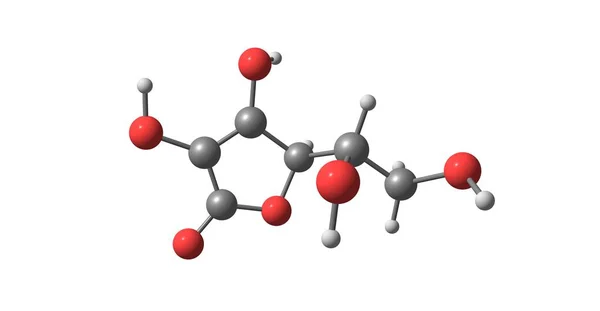 Ascorbinsäure molekulare Struktur isoliert auf weiß — Stockfoto