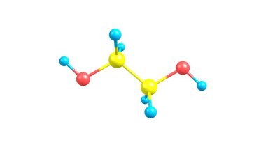 Etilen glikol moleküler yapısı beyaz izole