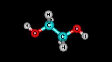 Etilen glikol moleküler yapısı siyah izole