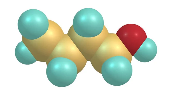 Structure moléculaire de l'alcool butylique isolée sur blanc — Photo