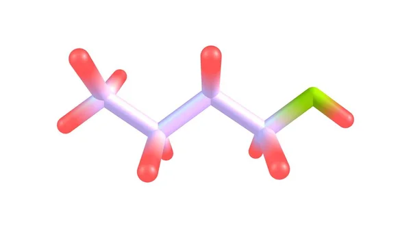 Estrutura molecular do álcool butílico isolado no branco — Fotografia de Stock