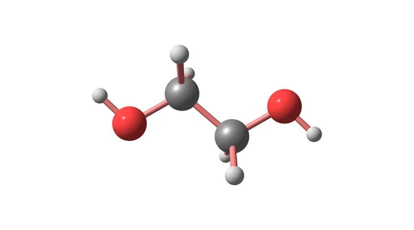 백색에 단리된 에틸렌 글리콜 분자 구조 — 스톡 사진